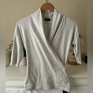 Marc Cain Sport Gray Long Sleep V-Cross front Top Size N2 (US 6) NWT